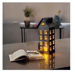 Portavelas de metal de gran venta con diseño de casa de pueblo, con ventanas detalladas, estilo rústico de granja, para velas votivas - Product Image 6