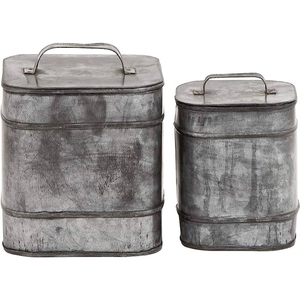 Recipiente Redondo de Metal Galvanizado con Tapa para Almacenamiento de Café, Té y Azúcar en la Cocina, el Hogar o Hoteles - Product Image 5