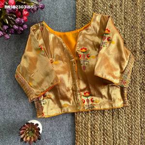 Soie Paithani de la meilleure qualité avec un design coloré tissé, manches élastiques/extensibles jusqu'au coude et blouse rembourrée – Fournisseur indien - Product Image 4