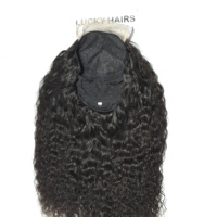 Lucky Hairs Perruque à clips en cheveux humains Remy indiens ondulés noir naturel, double trame machine, style Body Wave