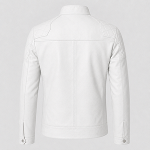 Nouvelle veste en cuir classique pour homme 2026, coupe ajustée, style motard, avec épaules matelassées, fermeture éclair, col montant, décontractée - Product Image 3