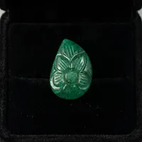 Émeraude Verte Naturelle AAA+ 13x19.50mm, Pierre Précieuse en Forme de Feuille Sculptée à la Main pour Bijoux et Guérison