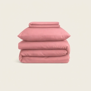 French Rose Dyed Satin Set T-250 Satin 100% Cotton Solid Woven Breathable All-Season Simple Style Home Use - Product Image 4