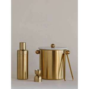 Modern Brass Handmade Eco-Friendly Cocktail Bar <b>Set</b> with Shaker Ice Bucket Tongs <b>Measuring</b> <b>Cup</b> 750ml Capacity Bar Tools - Product Image 3