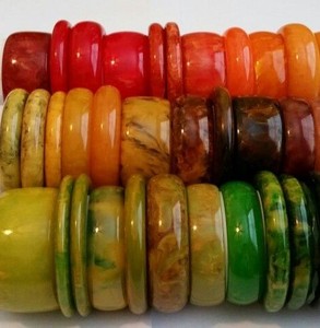 Glossy Finished Resin Bangles Chunky Stacks Daily Wear Party Festive Retro Marbled Vintage Fashion Jewelry <b>Bracelet</b> Accessory - Product Image 1