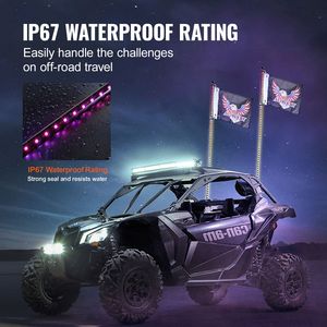 2 Pezzi di Luci LED RGB Impermeabili da 3 Piedi con Controllo Remoto RF tramite App e 4 Bandiere per Illuminazione Fuoristrada UTV - Product Image 5