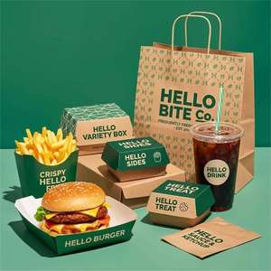 Cajas para Hamburguesas Personalizadas, Bolsas de Papel para Alimentos, Cajas Impresas para Comida Rápida, Cajas para Papas Fritas, Empaques para Llevar - Product Image 4