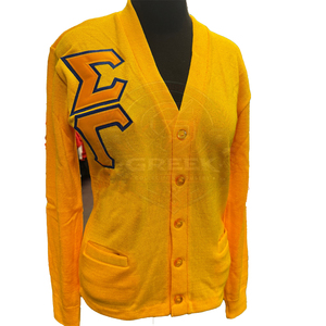 Custom Greek Sigma Rho Sorority SGRho women's sweater Embroidered Knitted College <b>Cardigans</b> yellow Sweater Greek Paraphernalia - Product Image 2
