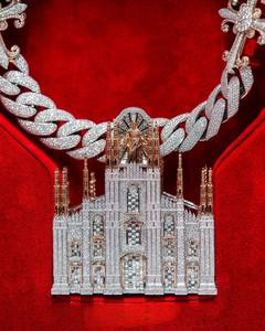 จี้พระเยซูทรงโบสถ์ประดับมอยส์ซาไนต์ เงินแท้ 925 ชุบทองคำสีกุหลาบ พร้อมสร้อยคอแบบ Iced Out สไตล์ฮิปฮอป สำหรับทั้งชายและหญิง - Product Image 3