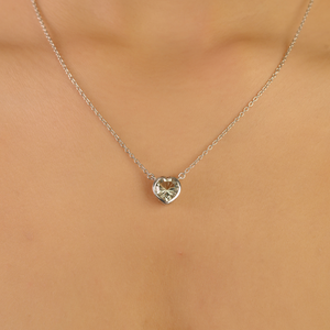 Delicate 925 <b>Sterling</b> <b>Silver</b> Green Amethyst Heart Pendant <b>Necklace</b> for <b>Women</b> Valentine Day Gift Fine Jewelry - Product Image 2