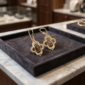 Pendientes de latón con labradorita, pendientes colgantes de piedras preciosas naturales, joyería al por mayor - Product Image 2
