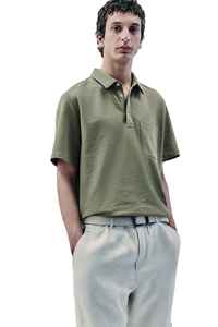 OEM Custom Logo And Design Breathable 100% Cotton Half Sleeve Collar Golf T <b>Shirts</b> For Men Regular Fit <b>Waffle</b> Knit - Product Image 3