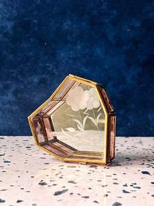 Geometric Glass Jewelry Box With Gold Frame Hexagonal Shape Storage Organizer For Accessories Display Case - Product Image 5