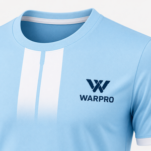 Warpro Men's <b>Light</b> Blue Striped Soccer Jersey Shorts Set Crew <b>Neck</b> Short Sleeve Moisture Wicking Athletic Fit Full Kit - Product Image 4