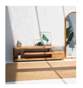 Mueble de TV de Madera de 3 Estantes Vandana Novara Hexa, Consola de Entretenimiento Moderna de Madera Maciza Minimalista - Product Image 6