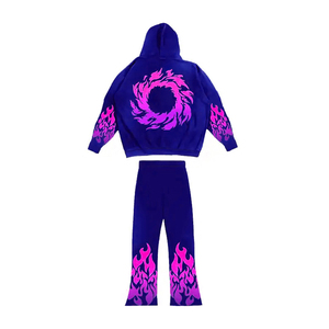 Novedades: Conjunto de dos piezas para mujer, pantalones acampanados apilados y sudadera de felpa gruesa de rizo francés, chándal a juego para mujer - Product Image 2