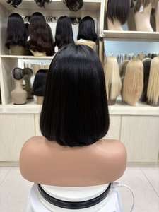 Peluca Bob de Cabello Virgen Chino con Frente de Encaje, Base de Encaje y Encaje Transparente, 150% de Densidad, Tamaños Pequeños y Grandes - Product Image 4