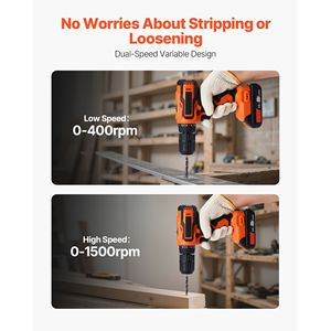 Cordless 1/2 Inch Metal Chuck Power Drill Driver Kit with Dual-<b>Speed</b> Variable & Lithium Battery Charger Featuring Belt <b>Clip</b> - Product Image 6