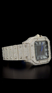 41mm Men Hip Hop watch with black color real plate VVS 1 Moissanite Diamonds studded <b>Automatic</b> Quartz movement watch - Product Image 3