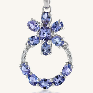 Colgante de Tanzanita y Diamantes en Plata de Ley 92.5 KLSP-50398 - Product Image 1