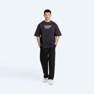 Custom Logo 100% Cotton Oversized <b>Tshirt</b> Men Short Sleeve Drop Shoulder Black <b>Tshirt</b> Personalized Plus Size Men <b>Tshirt</b> Available - Product Image 3