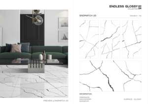 Carreaux de porcelaine polie et émaillée 60x120cm (600x1200mm, 24x48 pouces) effet marbre, haute brillance, pour intérieurs de luxe et projets - Product Image 5