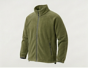 Veste en polaire vert olive pour homme, fermeture éclair intégrale, col montant, décontractée, respirante, en polyester tricoté, pour l'automne, coupe classique - Product Image 6