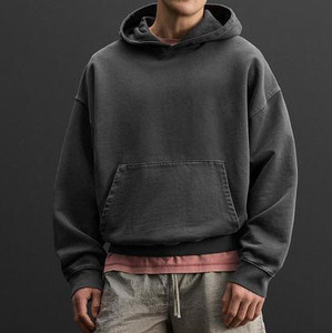 Sudadera con capucha y puños acanalados para hombre, sudadera con capucha y dobladillo acanalado para hombre, sudadera con capucha informal de moda para hombre - Product Image 4