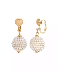 Boucles d'oreilles à clip en perles acryliques dorées |   2028 - Product Image 1