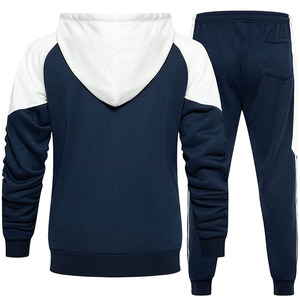 Conjunto Deportivo de 2 Piezas para Hombre, Color Azul Marino y Blanco, Chaqueta con Capucha y Cremallera de Manga Larga con Bolsillos Laterales, Ropa Casual de Otoño - Product Image 5