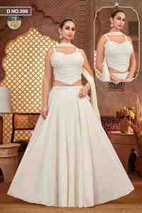 ชุดเลเฮนกาโชลีสีขาวสุดหรูสำหรับผู้หญิง พร้อมเสื้อปักลายและผ้าคลุมไหล่ เหมาะสำหรับงานแต่งงานและงานเฉลิมฉลอง - Product Image 4