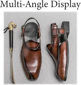 Sandalias de boda Kuchi Afghani Chappal Peshawari Kheri de cuero marrón con correas ajustables, estilo Punjabi Jutti. - Product Image 5