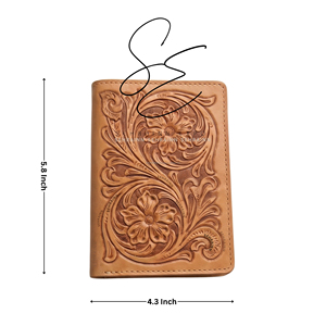 Premium 2026 Tooled Leather Passport <b>Holder</b> Customised Floral Carved Travel Passport Wallet RFID Blocking Cover with Card Slot - Product Image 2