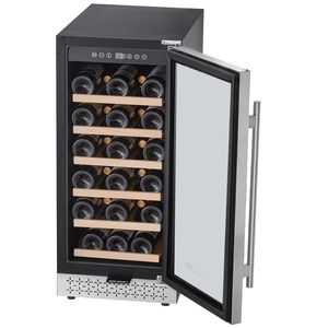 Frigorifero per Vini da 28 Bottiglie, Mini Frigo con Porta in Vetro Regolabile e Controllo Digitale della Temperatura, Alimentazione Elettrica - Product Image 1
