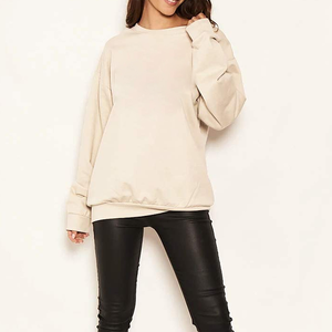 Sudadera extragrande para mujer, forrada de felpa, manga larga, cuello redondo, tela suave y transpirable, perfecta para otoño, invierno, gimnasio y uso en casa. - Product Image 4