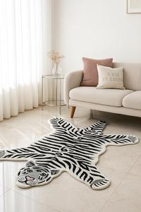 Modern white tiger skin wool rug hand tufted handmade solid luxury durable soft <b>carpet</b> - Product Image 4