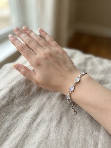 GIGLI RIGLI <b>GEMS</b> White Rainbow Moonstone 925 Silver 8 <b>Stone</b> Adjustable Luxury Tennis Glowing Charm <b>Bracelet</b> Handmade for - Product Image 2