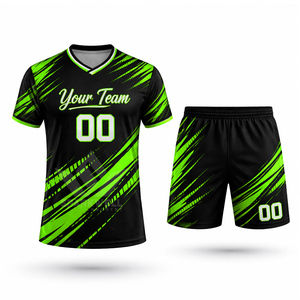 ชุดเสื้อฟุตบอลชายสีดำส้ม คอวี แขนสั้น แบบซับลิเมชั่น สกรีนหมายเลขทีมได้ ระบายเหงื่อได้ดี - Product Image 4