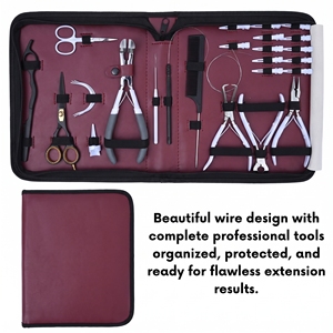 Kit complet d'installation et de retrait d'extensions capillaires pour salon, comprenant Pince à sertir micro-anneaux en acier inoxydable, Outil de pose pour extensions à bandes adhésives, Crochet à boucle Sc - Product Image 3