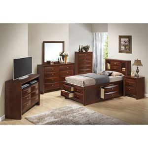 Letto a una piazza e mezza elegante in legno di ciliegio con contenitore - Product Image 4