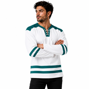 Jersey de Hockey sobre Hielo Personalizado OEM, 100% Poliéster, Impresión por Transferencia de Calor, Cuello Redondo con Cordones Delanteros, Mangas Completas, Unisex para Adultos - Product Image 5
