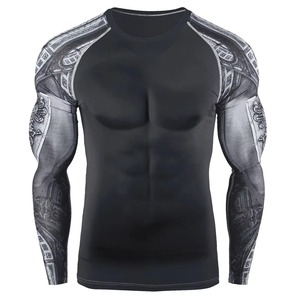 Custom Logo Printed Full Sleeve O Neck Men MMA Rash Guard New Arrival 2025-26 Custom Made Professional Men Rash Guards - Product Image 1