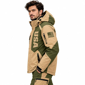 Chaqueta de esquí con capucha para hombre, abrigo cálido de invierno a prueba de viento con cremallera, estampado de montaña, ropa deportiva informal, chaquetas de esquí - Product Image 4