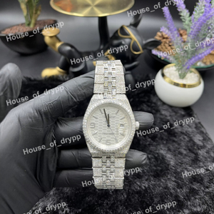 Montre en acier inoxydable sertie de diamants Moissanite avec bracelet entièrement pavé, montre-bracelet tendance Hip Hop pour homme et femme, idéale pour les soirées - Product Image 1