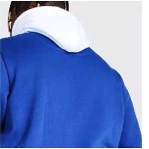 Sudadera con Capucha para Hombre, Color Azul Rey y Blanco, con Bolsillo Tipo Canguro, Fabricación OEM/ODM, Venta al Por Mayor - Product Image 5