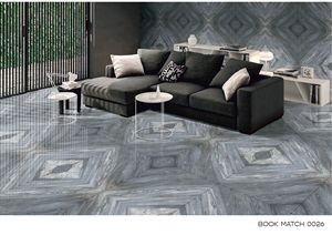 Azulejos de cerámica Bookmatch de 600x1200 mm con diseño de veta continua para paredes decorativas en oficinas comerciales, vestíbulos y residencias de lujo. - Product Image 5