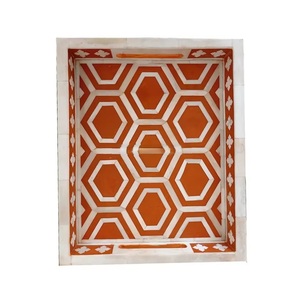 Bandeja Hexagonal Hecha a Mano con Incrustaciones de Hueso, Impermeable y Ecológica, para Servir en Cocina, Hotel o Restaurante, Personalizable - Product Image 1