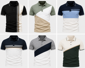 Mens Contrast Panel Polo Shirt Modern Stripe Design Short Sleeve Premium Pique Polo Shirt OEM ODM Supplier - Product Image 6