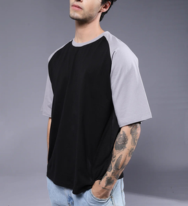 T-shirt Homme Coupe Boxy Oversize 100% Coton Color Block Raglan 240 GSM Écologique Personnalisable avec Logo OEM – Meilleures Ventes - Product Image 3