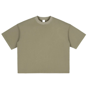 T-shirt pour homme, t-shirt court surdimensionné, t-shirt uni en tricot à manches courtes, col rond, décontracté, t-shirt basique - Product Image 1